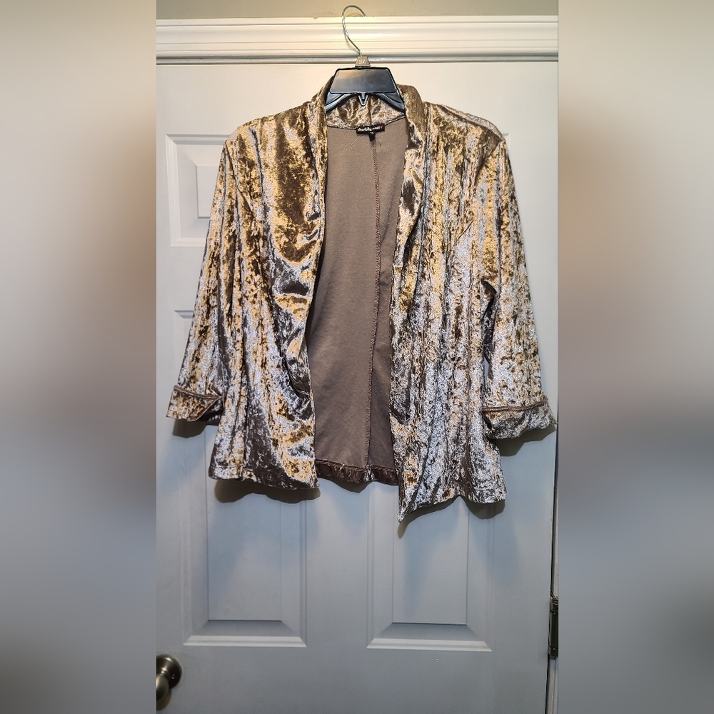 Charlotte Russe Gold Crushed Velvet Open Blazer